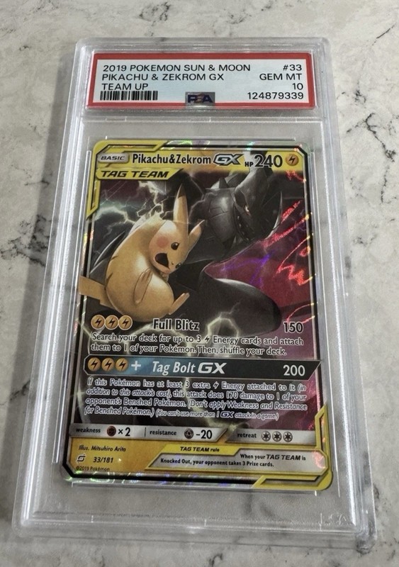 The Pokémon Company 2019 Sm-Team Up Pikachu & Zekrom GX 33/181 Holo PSA 10 EN