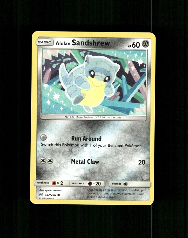 Alolan Sandshrew 137/236 Common Cosmic Eclipse Pokemon Near Mint