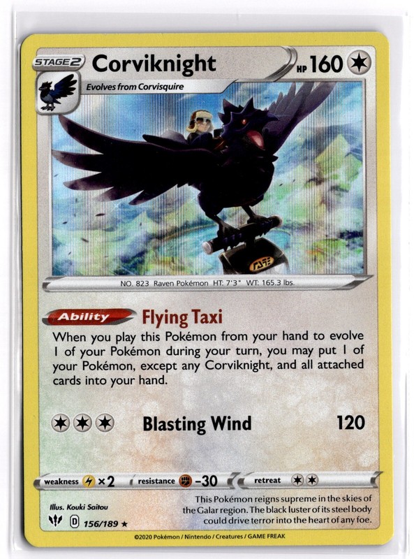 Pokemon TCG Corviknight 156/189 Swsh03: Darkness Ablaze Holo