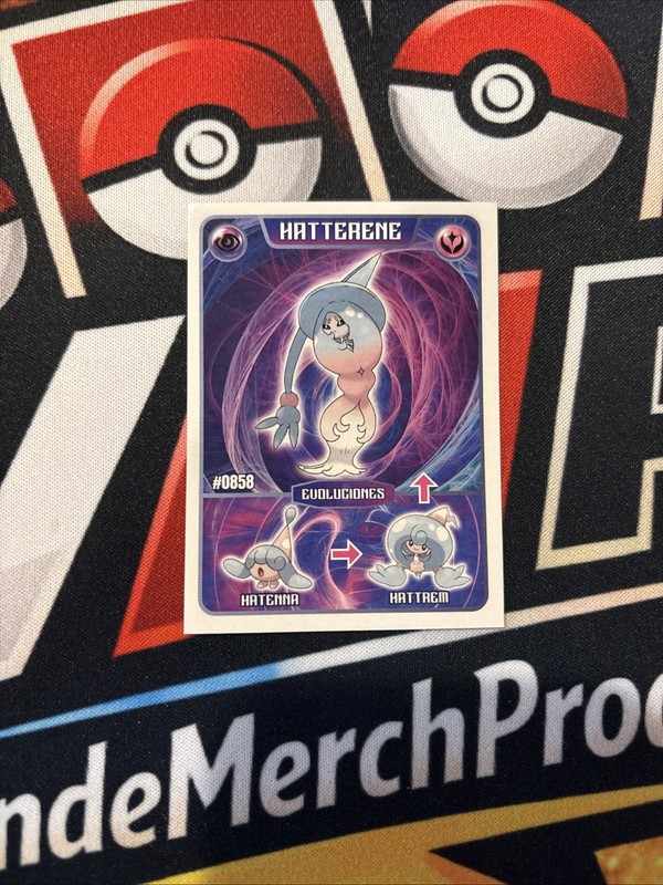 Rare POKEMON EVOLUTIONS STICKER Hatterene – Hatenna – Hattrem Full Art Low Pop