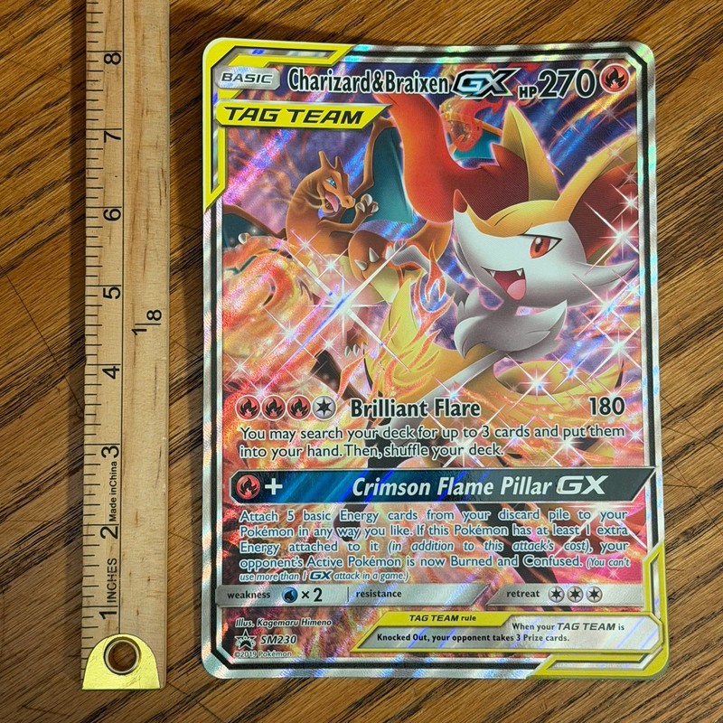 Pokémon Charizard & Braixen GX SM230 Jumbo TAG TEAM GX Promo Holo HP270