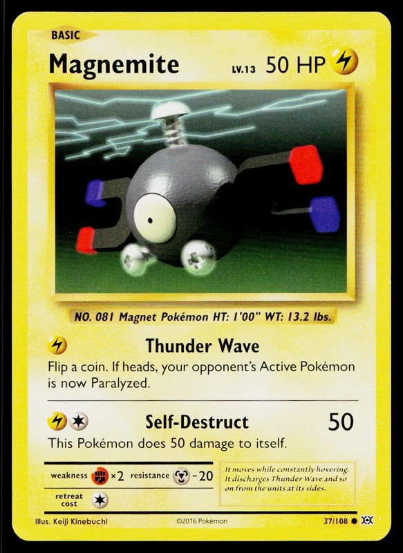 Magnemite 37/108 Common Evolutions Pokemon Lightly Played