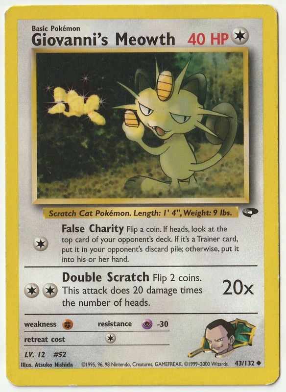 Giovanni’s Meowth – 43/132 – Uncommon WOTC TCG-Gym Challenge Set Pokemon Card