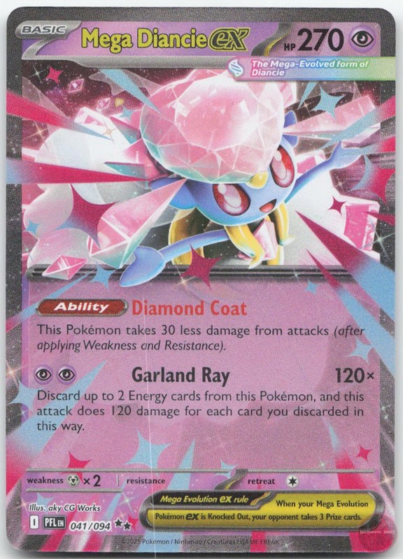 Mega Diancie ex 041/094 Double Rare Phantasmal Flames Pokemon Near Mint