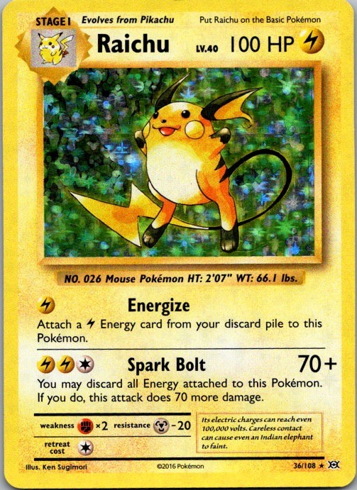 Raichu Holo Rare XY – Evolutions 36/108 LP