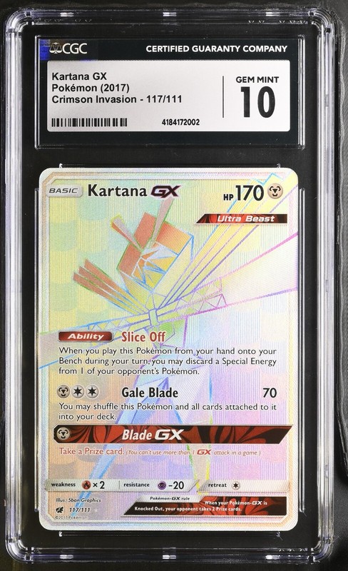 1 of 10! Pokemon TCG 2017 Kartana GX Crimson Invasion #106/111 CGC 10 GEM MT