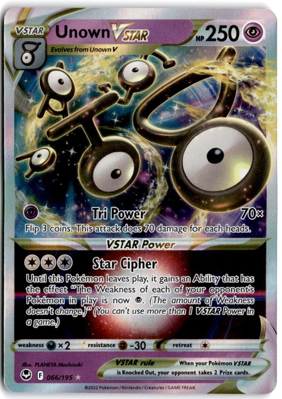 Unown VSTAR Ultra Rare SWSH12: Silver Tempest 066/195 NM