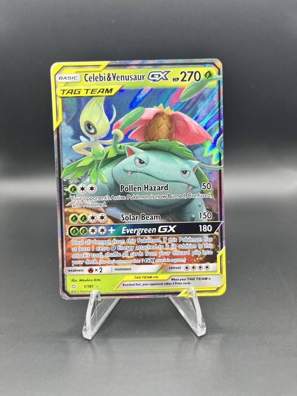 Pokemon Company Celebi & Venusaur GX TAG TEAM Holo 1/181 Team Up 270HP EN (MP)