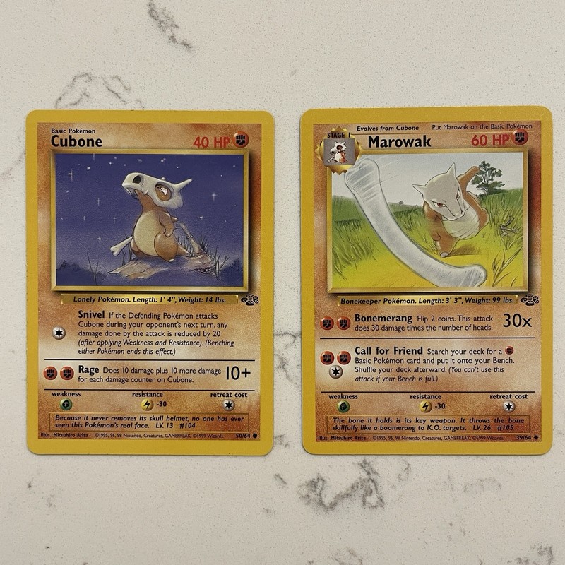 Pokémon TCG Marowak & Cubone Jungle 1999 Collector’s Cards