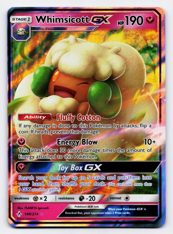 Whimsicott GX [140/214] SM: Unbroken Bonds Ultra Rare [Pokemon Card English]