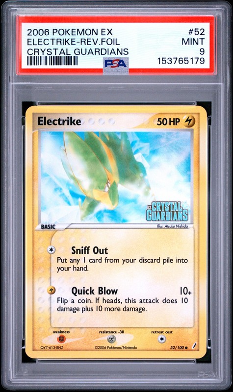 2006 POKEMON EX CRYSTAL GUARDIANS #52 ELECTRIKE-REVERSE FOIL PSA 9