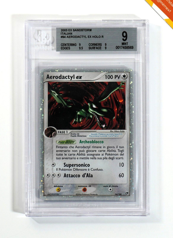 Pokemon BGS 9 Aerodactyl Ex #94 Holo EX Sandstorm 2003 Italian