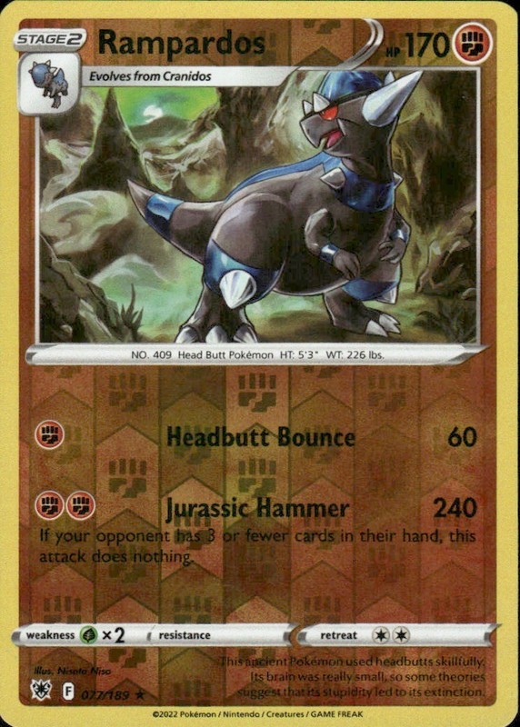 RAMPARDOS 077/189 ASTRAL RADIANCE RARE REVERSE HOLO POKEMON NISOTA NISO