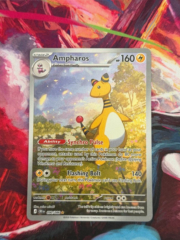 MINT/NM! From Pack to Case – Ampharos 090/086 Me04: Chaos Rising Holo