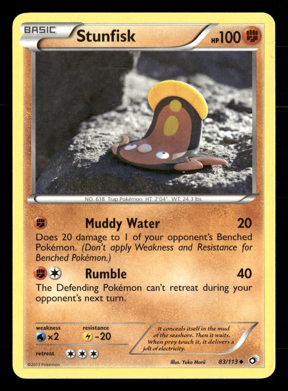 Stunfisk 83/113 Uncommon Legendary Treasures Pokemon Lightly Played
