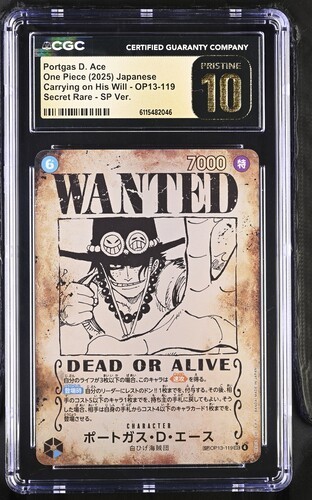 ✨✨ CGC PRISTINE 10 Portgas D. Ace OP13-119 SEC SP Wanted Japanese ONE PIECE
