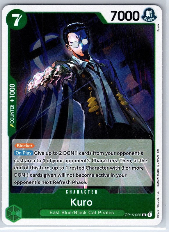Kuro OP15-025 Rare Adventure on Kami’s Island One Piece Foil Near Mint