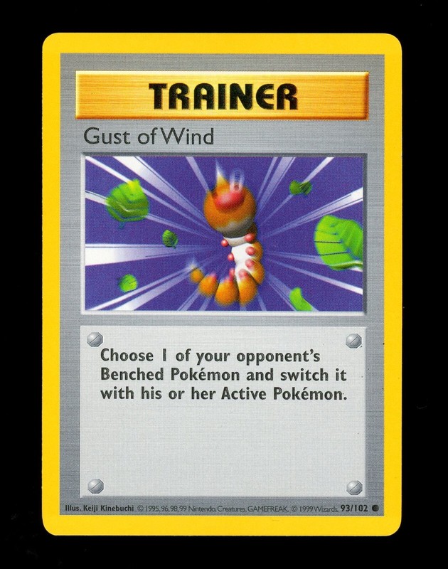 1999 Pokemon GUST OF WIND Base Set SHADOWLESS Misprint LOW INK ERROR Card 93/102