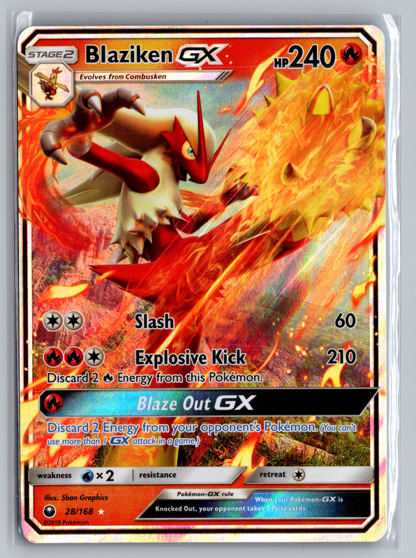 Pokémon TCG Blaziken GX Holo Ultra Rare Card Celestial Storm 28/168