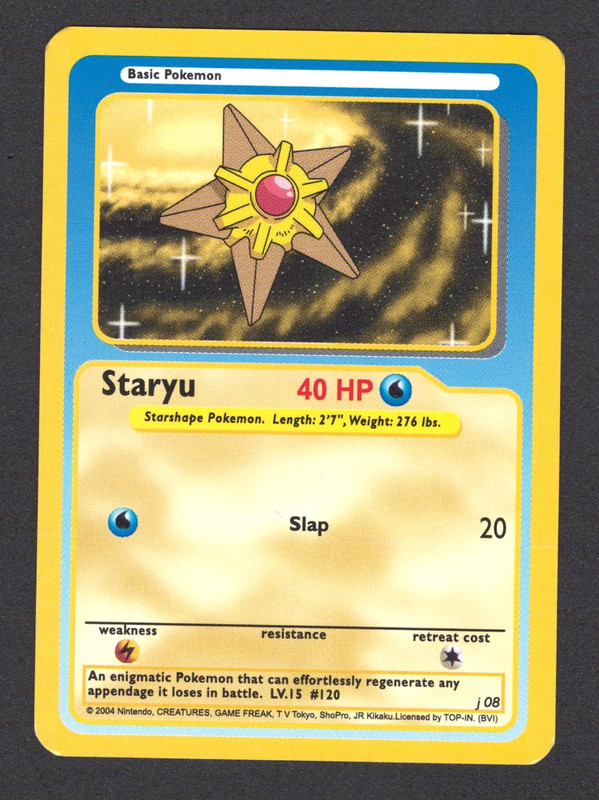 Staryu Pokemon Funskool Vintage 2004 India Rare Pokemon Card