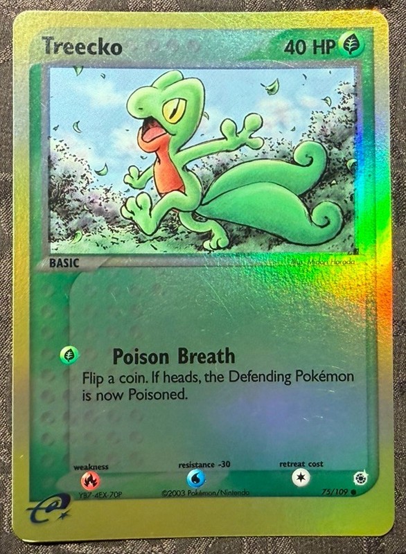 Treecko Reverse Holo Card 75/109 Ex Ruby and Sapphire Base Pokémon