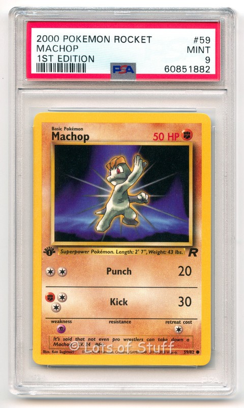 PSA 9 MINT Machop Team Rocket 1st Edition Common 2000 Pokemon WOTC 59/82 -83