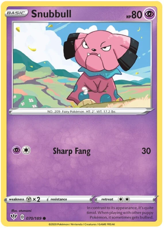Snubbull Pokemon TCG Card 070/189