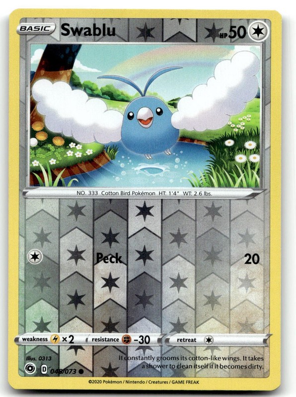 Swablu 48/73 Champion’s Path Common Reverse Holo Pokemon TCG LP