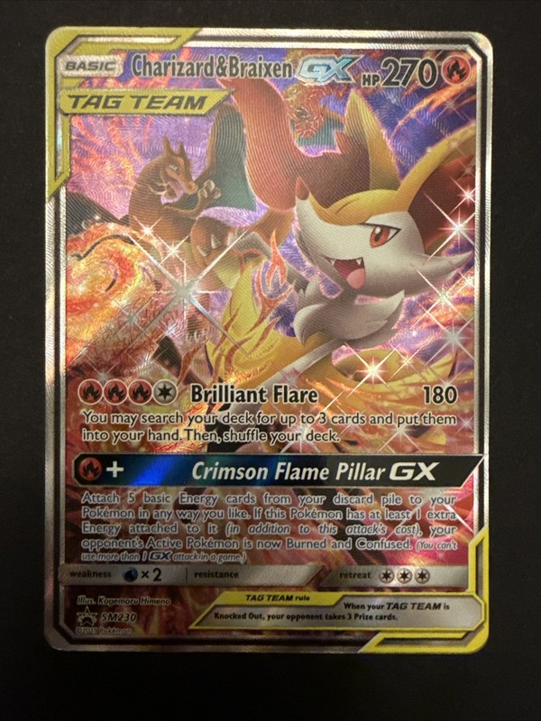 Pokémon Charizard & Braixen GX TAG TEAM Promo SM230 Holo SM Set HP 270 Card