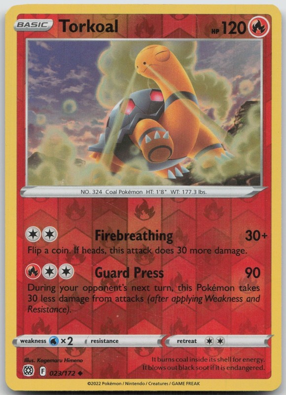 Torkoal Uncommon Reverse Holo SWSH09: Brilliant Stars 023/172 LP Suwama Chiaki