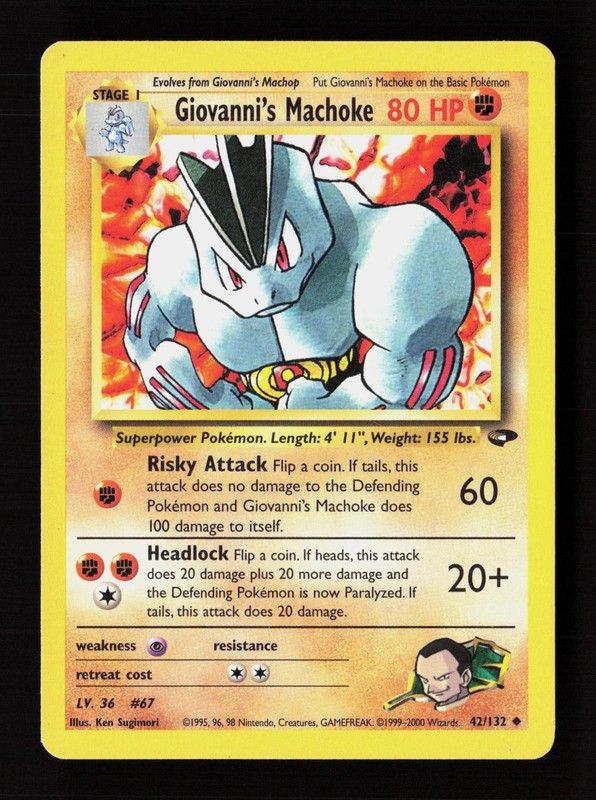 Giovanni’s Machoke 42/132 Uncommon Gym Challenge Pokemon Unlimited LP