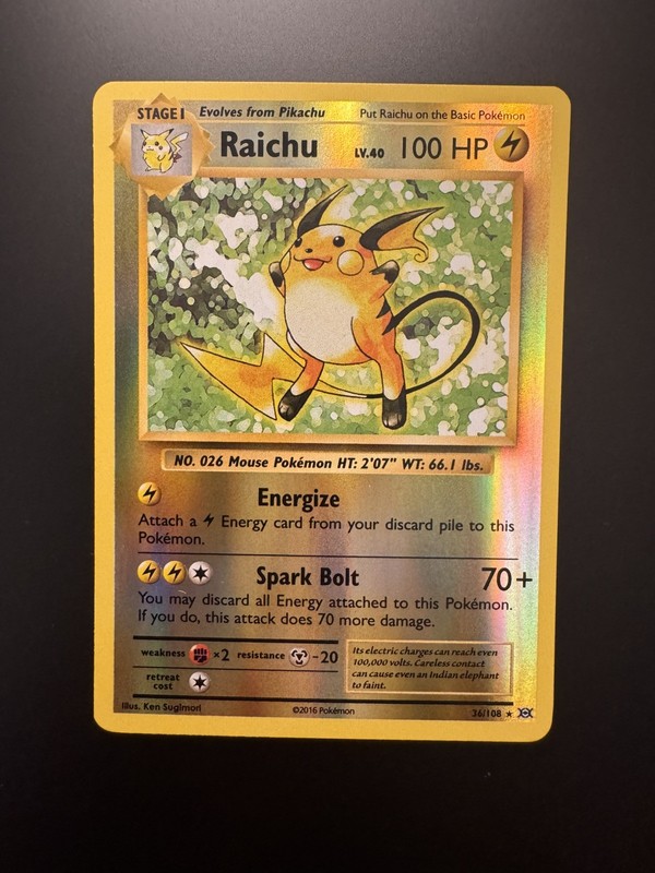 Pokémon TCG – 2016 Pokemon XY Evolutions Raichu 36/108 Reverse Holo Rare