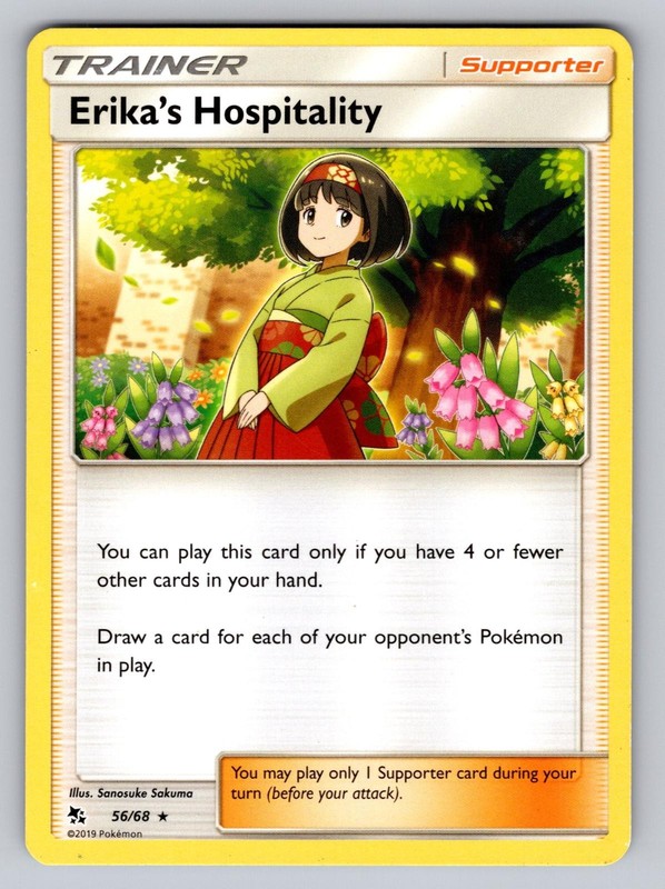 Erika’s Hospitality 56/68 Rare Hidden Fates Pokemon Lightly Played