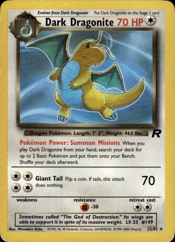 Dark Dragonite 22 Rare Team Rocket 22/82 Colorless Unlimited Pokemon Card