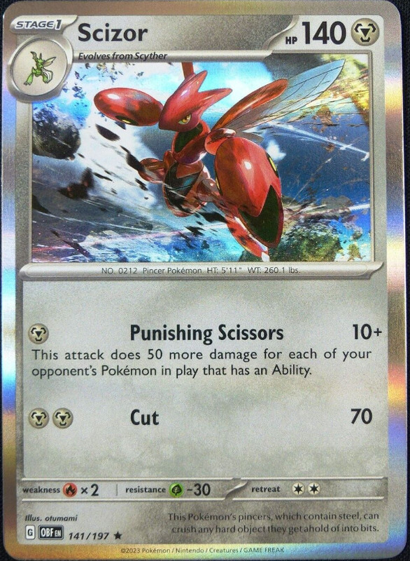 Pokemon -Scizor -141/197 – Obsidian Flames – Holo Rare – NM/M