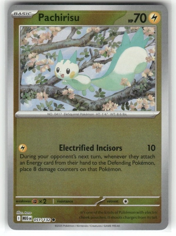 Pachirisu 051/132 Reverse Holo Mega Evolution Pokemon TCG