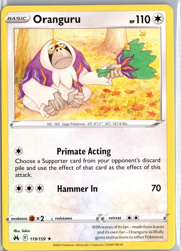 Oranguru 119/159 Rare Crown Zenith Pokemon Lightly Played