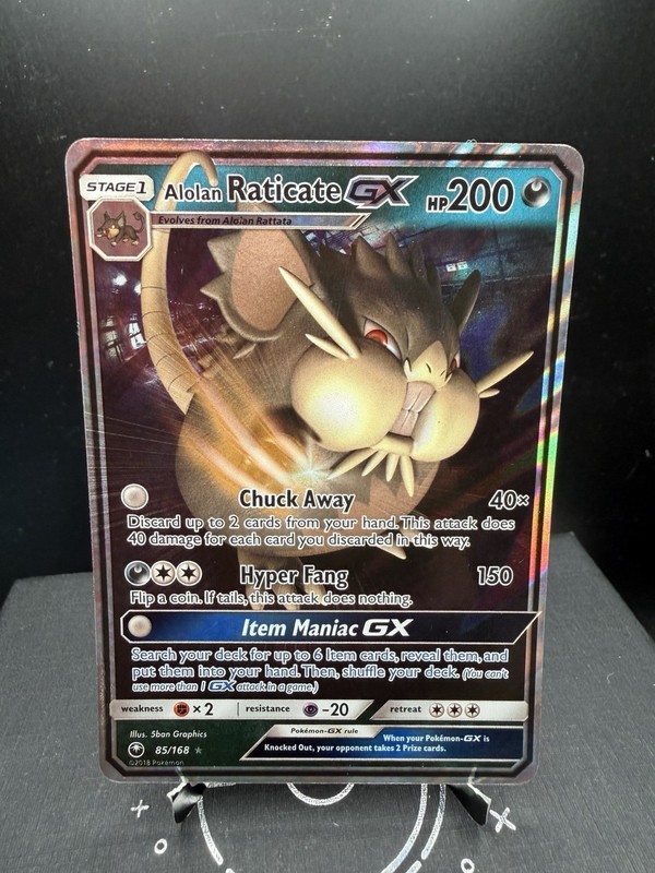 Pokemon TCG SM Celestial Storm Alolan Raticate GX 85/168 Ultra Rare Holo MP/HP
