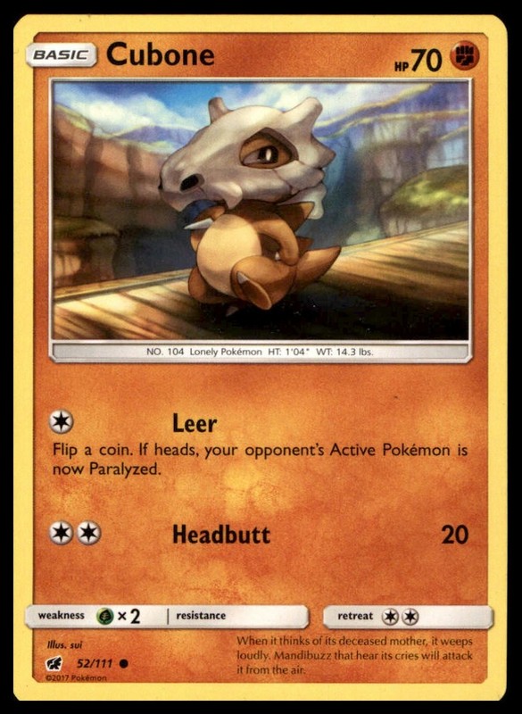 Cubone 52/111 Common Crimson Invasion Pokemon Lightly Played