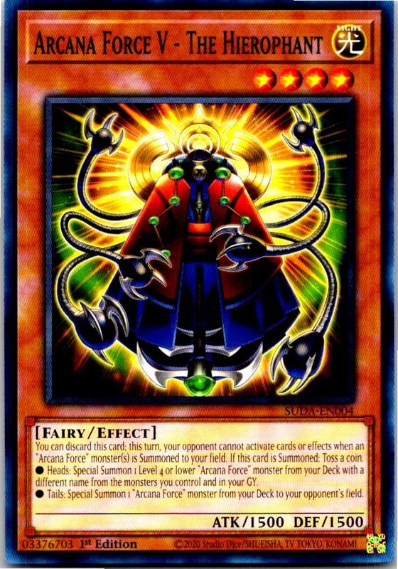 ARCANA FORCE V – THE HIEROPHANT SUDA-EN004 COMMON / SHORT PRINT YU-GI-OH MP