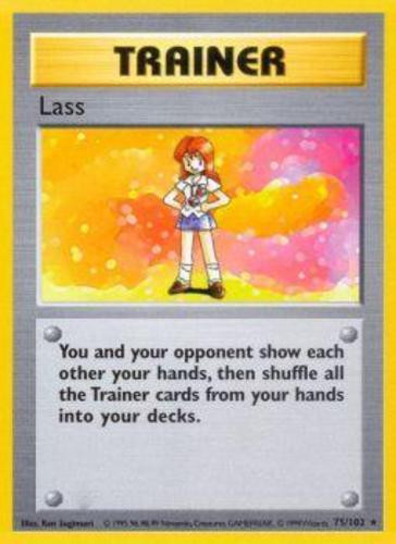 1x Lass – 75/102 – Rare – Unlimited Edition Lightly Played Pokemon G1 – Base Set
