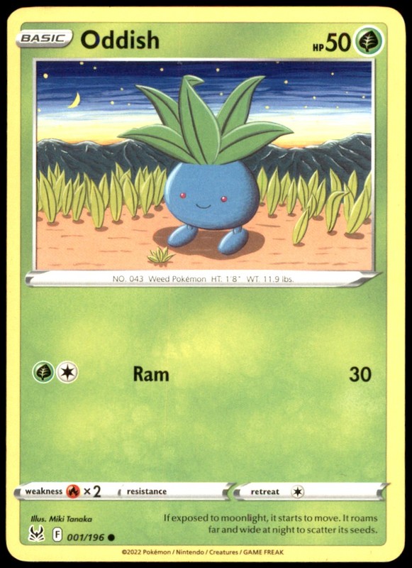 Oddish 001/196 SWSH11: Lost Origin Regular LP Pokemon TCG