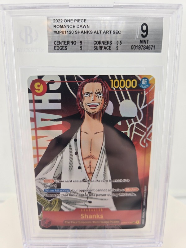 Shanks OP01-120 2022 One Piece Alternate Art Secret Romance Dawn BGS 9