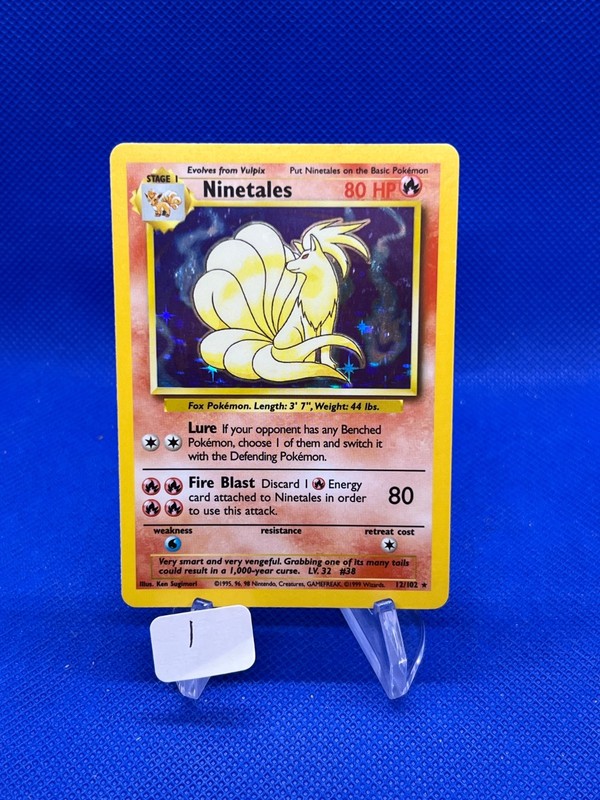 VTG 1999 Pokemon Base Set Unlimited Ninetales 12/102 Holo Rare NM/LP -1