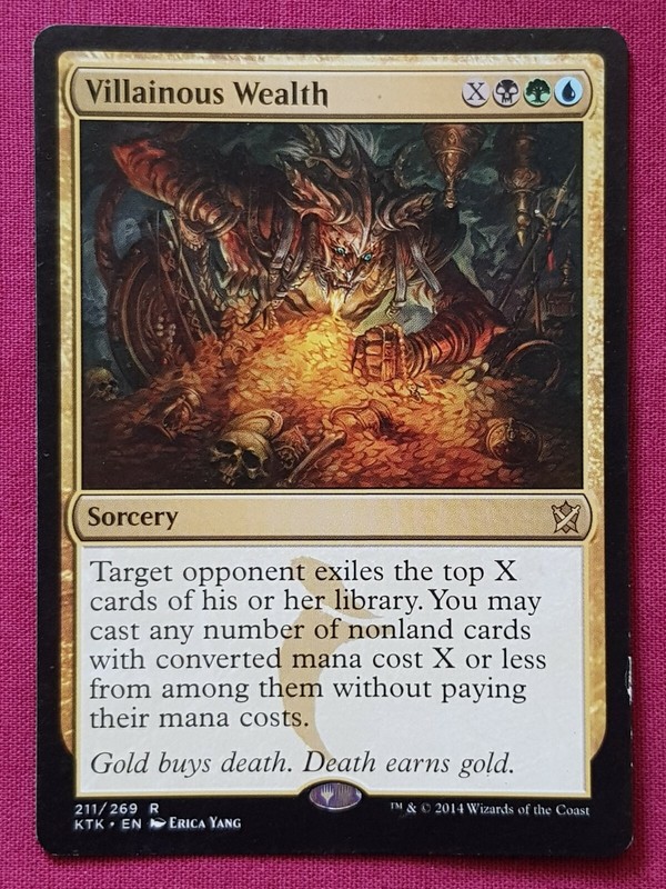 Magic The Gathering KHANS OF TARKIR VILLAINOUS WEALTH black/green/blue card MTG