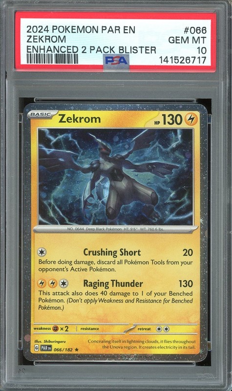 PSA 10 GEM MINT – Zekrom #066 Paradox Rift Enhanced 2-Pack Blister Cosmos Holo