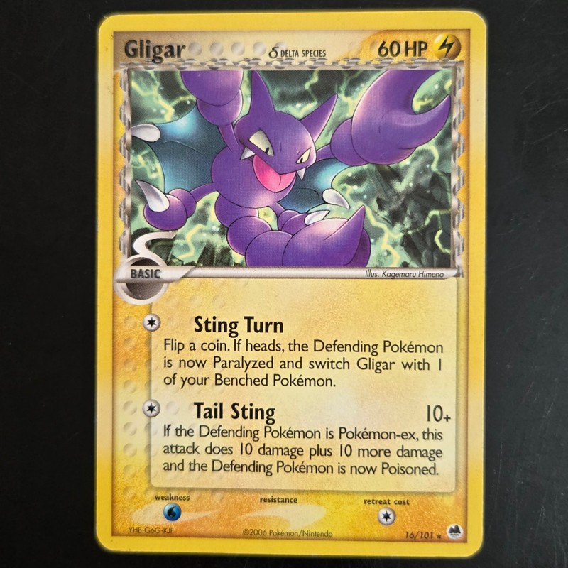 Pokemon Gligar Dragon Frontiers DF 16/101 Rare Lightning Basic 60 HP Sting Turn