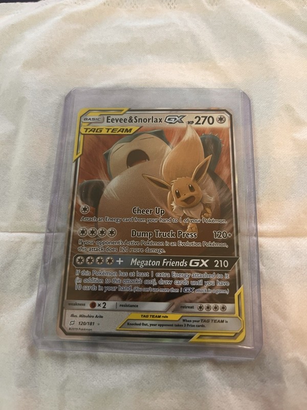 Pokémon Eevee & Snorlax GX 120/181 Ultra Rare Holo Sun & Moon Team Up NM-/LP