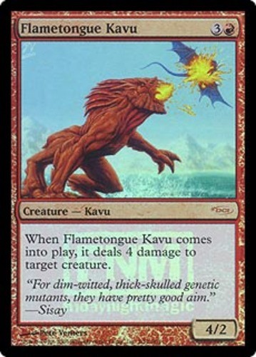 MTG Flametongue Kavu – Foil FNM 2005, FNM Promos, Damaged, English
