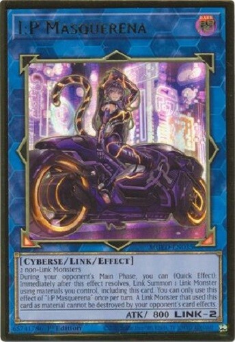 *** I:P MASQUERENA *** 1ST EDITION ALTERNATE ART MGED-EN035 GOLD RARE YUGIOH!